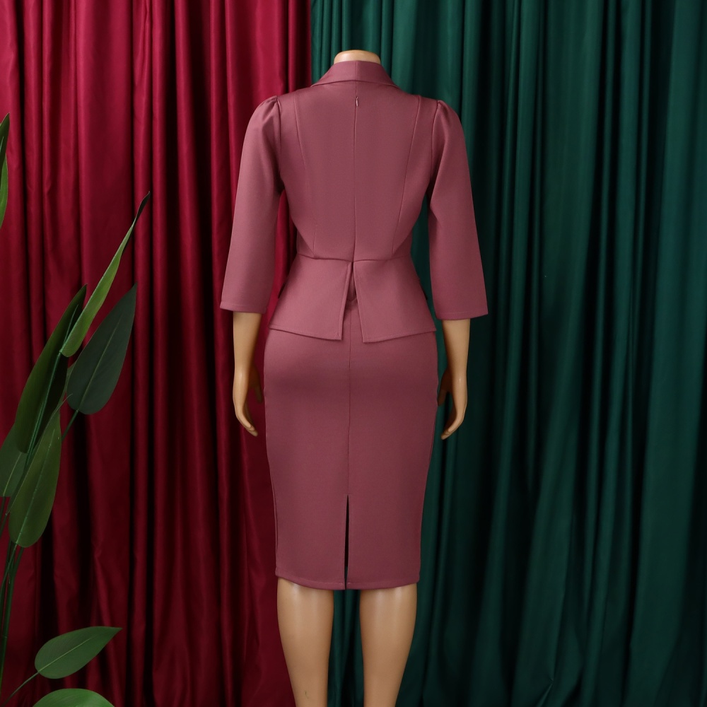 Fashion short sleeve temperament large lapel dress for women