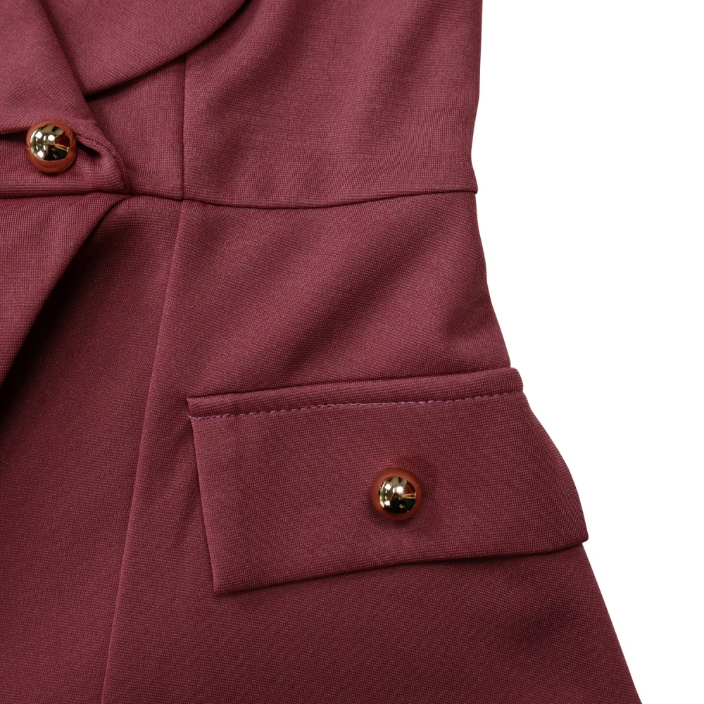 Fashion short sleeve temperament large lapel dress for women