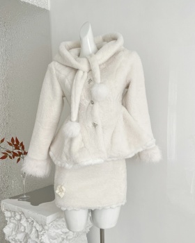 Fashion maiden short skirt winter lazy tops a set