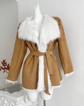 Large lapel coat Korean style overcoat for women