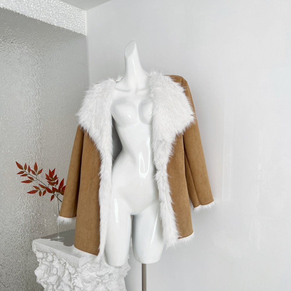 Large lapel coat Korean style overcoat for women