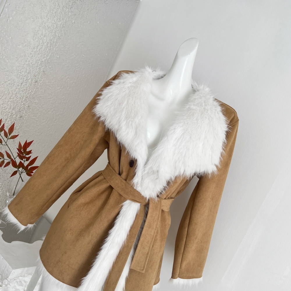 Large lapel coat Korean style overcoat for women