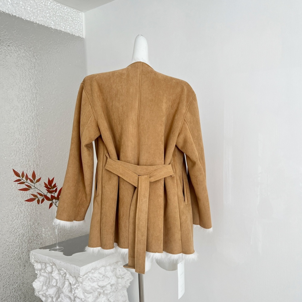 Large lapel coat Korean style overcoat for women