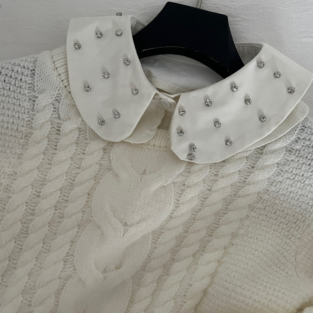 Twist thick and disorderly sweater wool short skirt 2pcs set