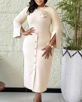 Round neck le tong elegant package hip dress for women