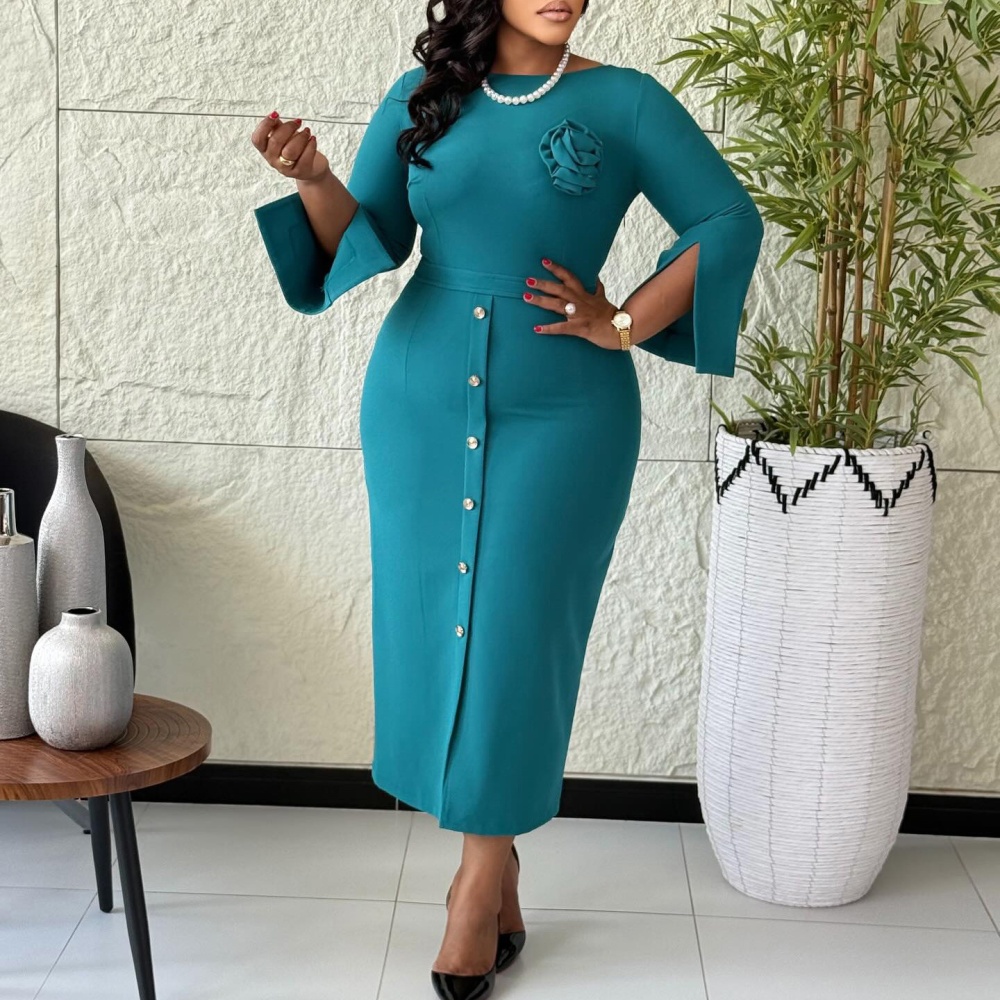 Round neck le tong elegant package hip dress for women