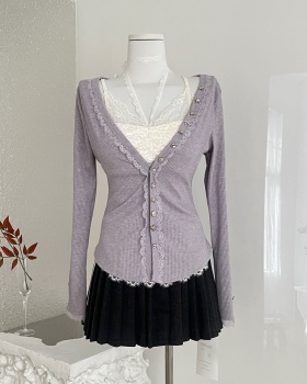 Enticement tops autumn and winter short skirt 3pcs set