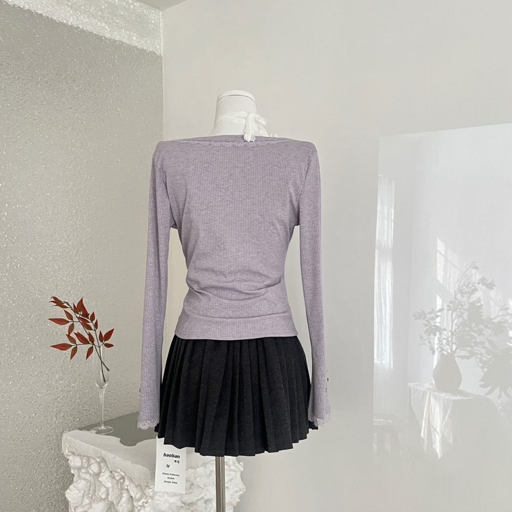 Enticement tops autumn and winter short skirt 3pcs set