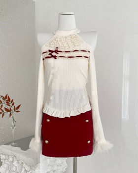 Autumn and winter niche short skirt enticement tops 2pcs set