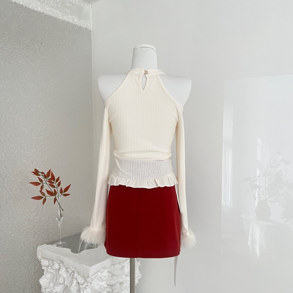Autumn and winter niche short skirt enticement tops 2pcs set