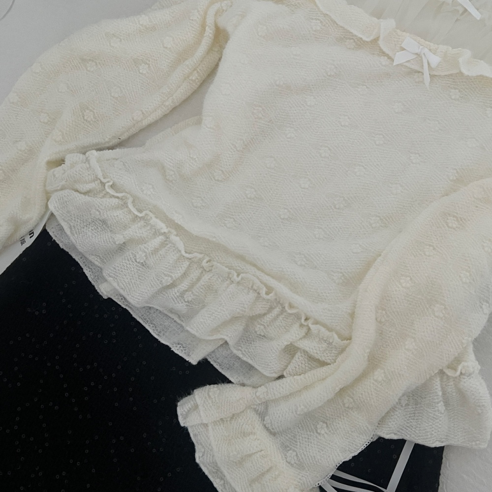 Lace tops court style short skirt 2pcs set for women