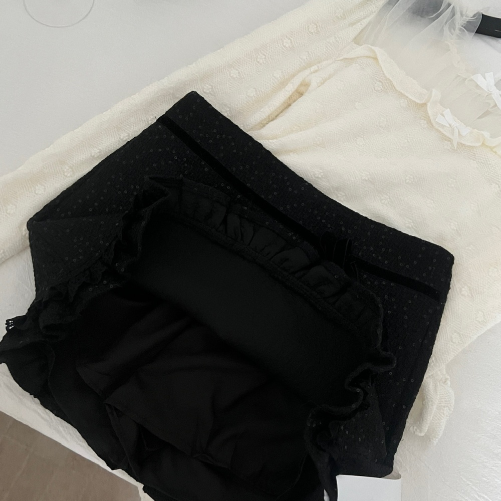 Lace tops court style short skirt 2pcs set for women