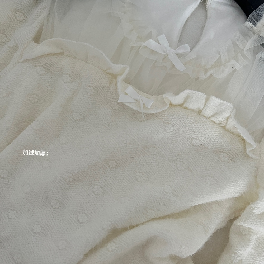 Lace tops court style short skirt 2pcs set for women