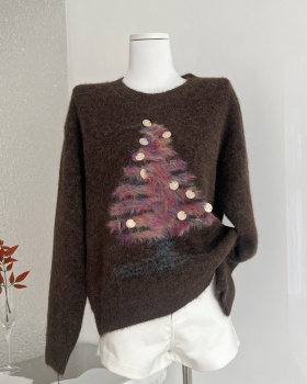 Pony slim sequins winter christmas sweater for women