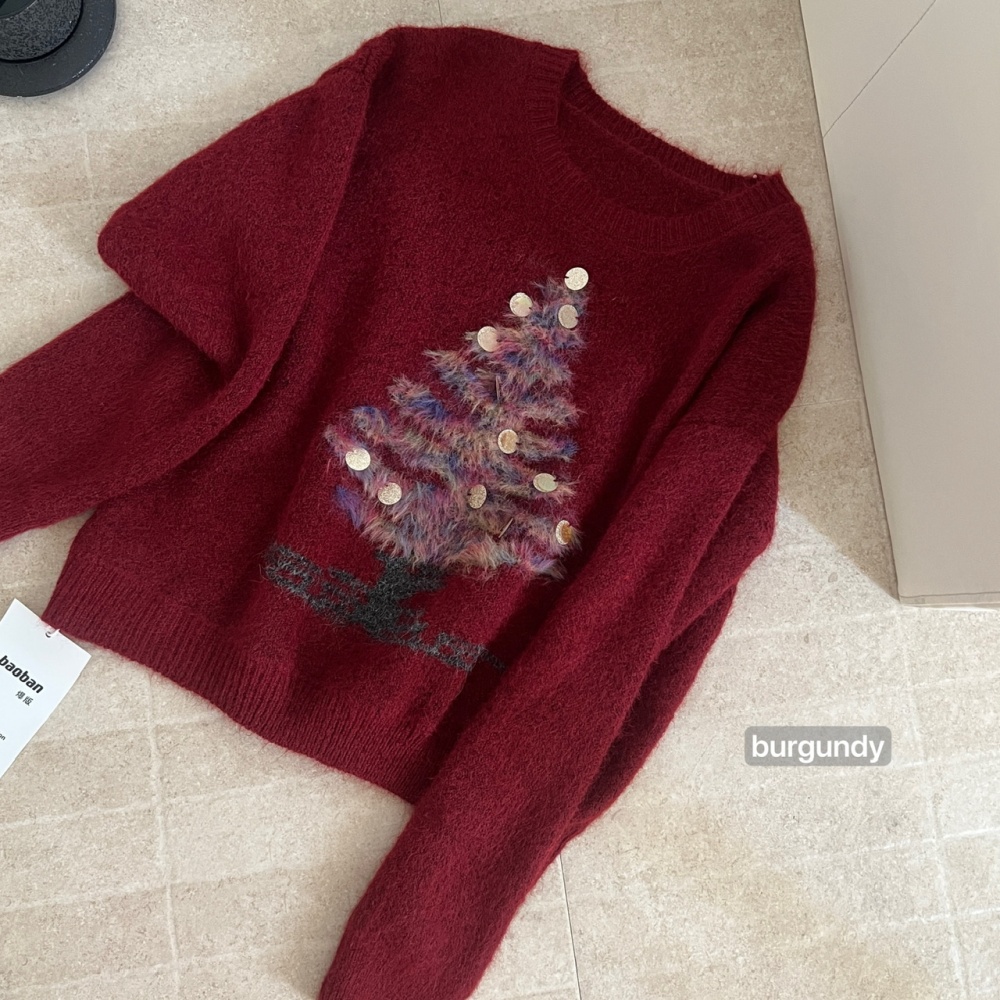 Pony slim sequins winter christmas sweater for women