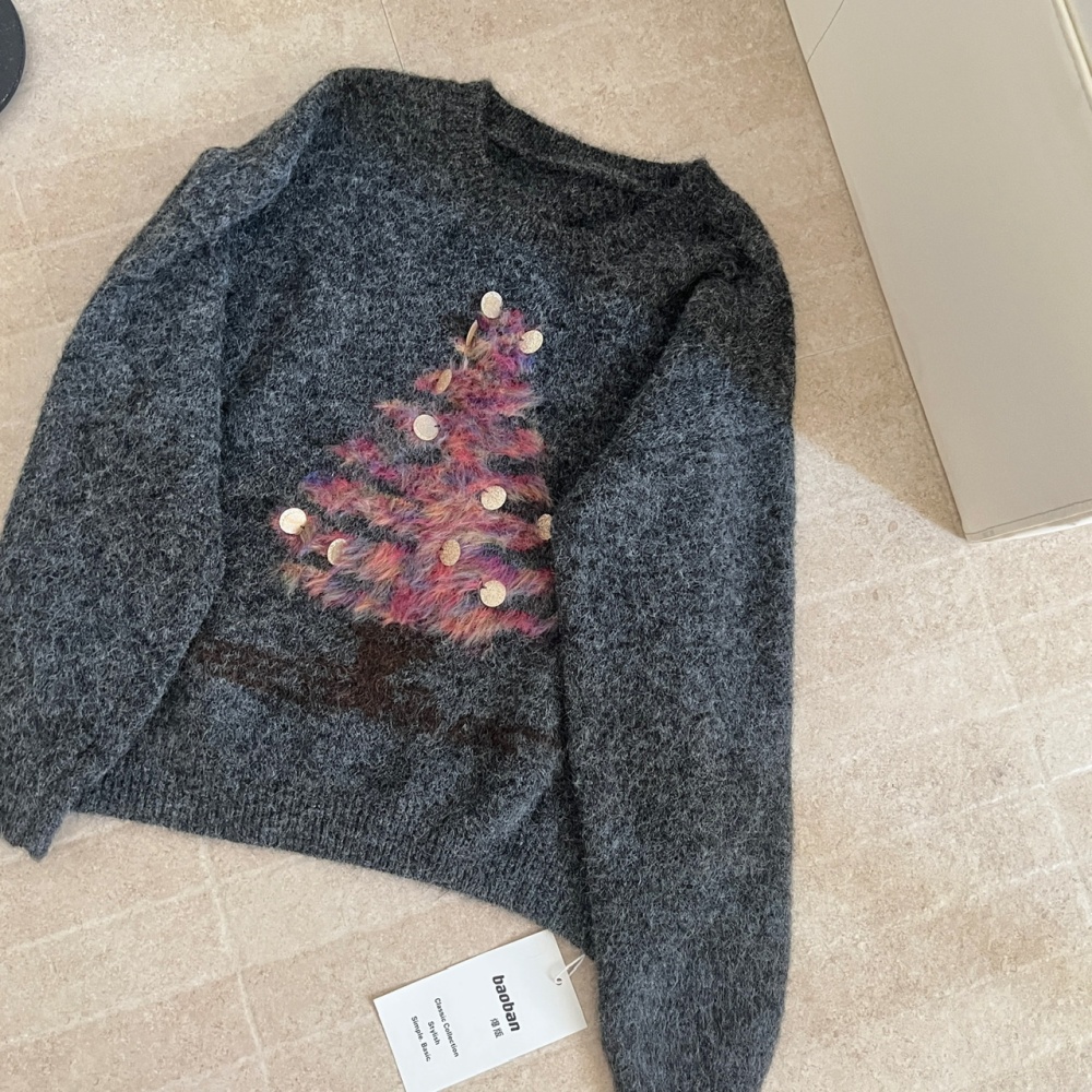 Pony slim sequins winter christmas sweater for women