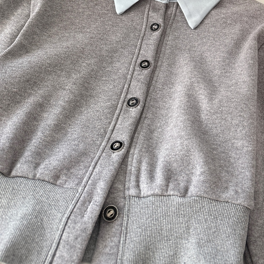 Long sleeve college style tops lapel sweater a set for women