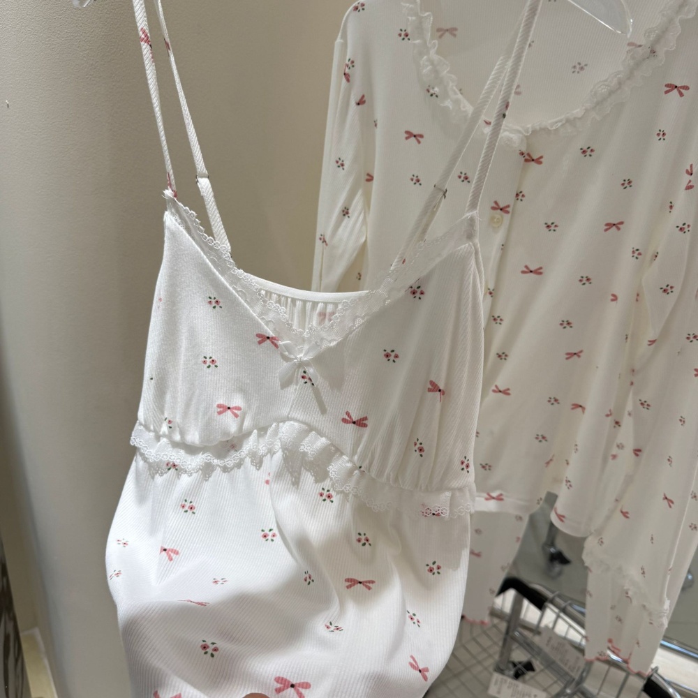 Maiden cardigan sling pajamas 3pcs set for women