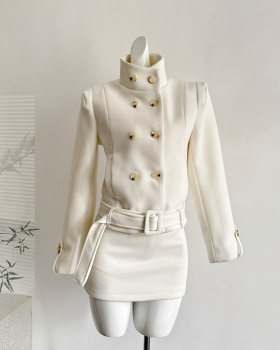 Slim long tops London style short skirt 2pcs set