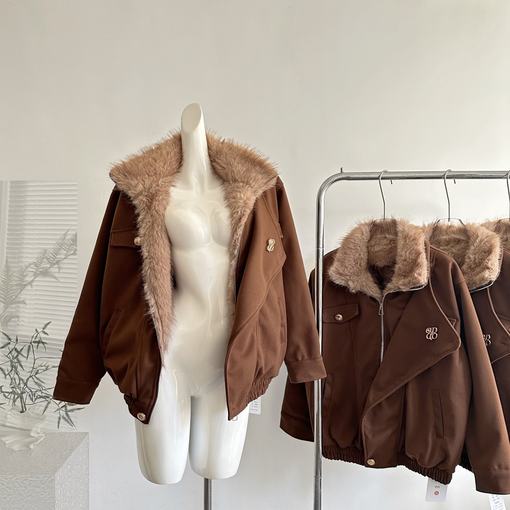 Winter retro thermal woolen coat down thick jacket