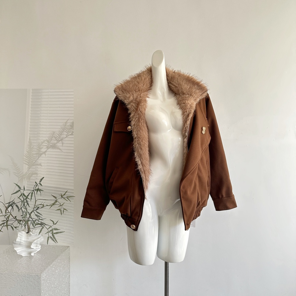 Winter retro thermal woolen coat down thick jacket