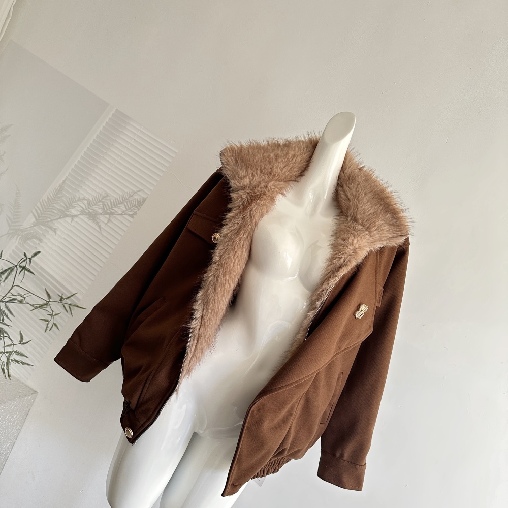 Winter retro thermal woolen coat down thick jacket