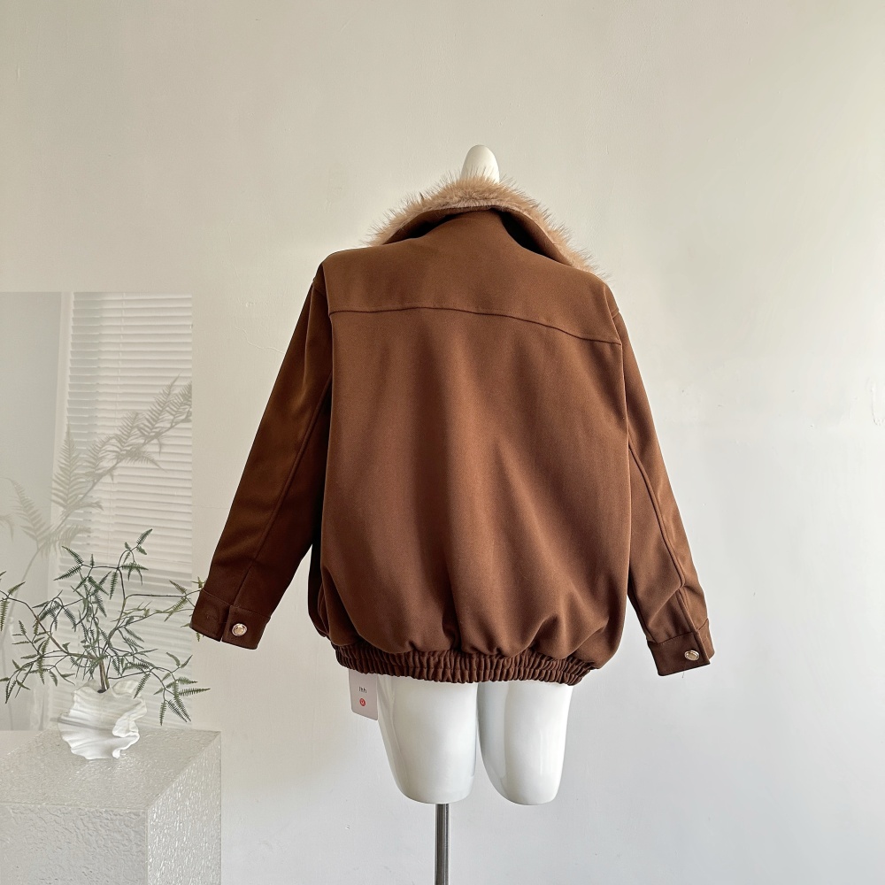 Winter retro thermal woolen coat down thick jacket