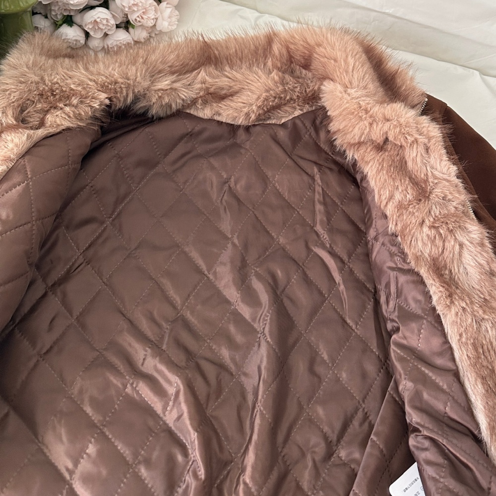 Winter retro thermal woolen coat down thick jacket