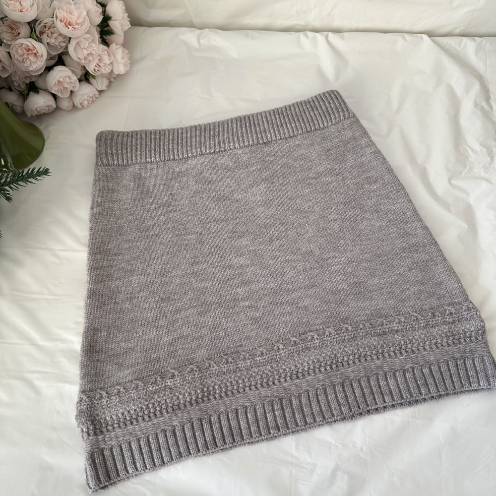 Knitted colors tops wool short skirt a set for women