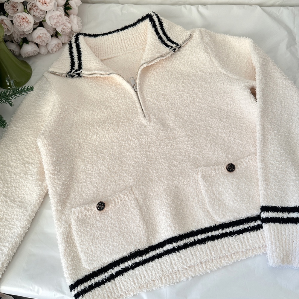 Chanelstyle navy tops knitted short skirt a set