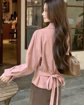 Pinched waist autumn and winter tops all-match shirt