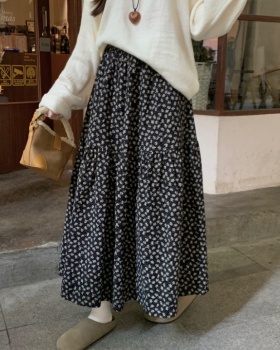 Retro all-match short skirt high waist floral skirt for women