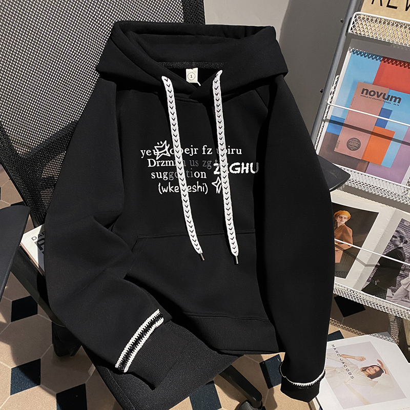 Hooded thermal tops loose autumn and winter hoodie