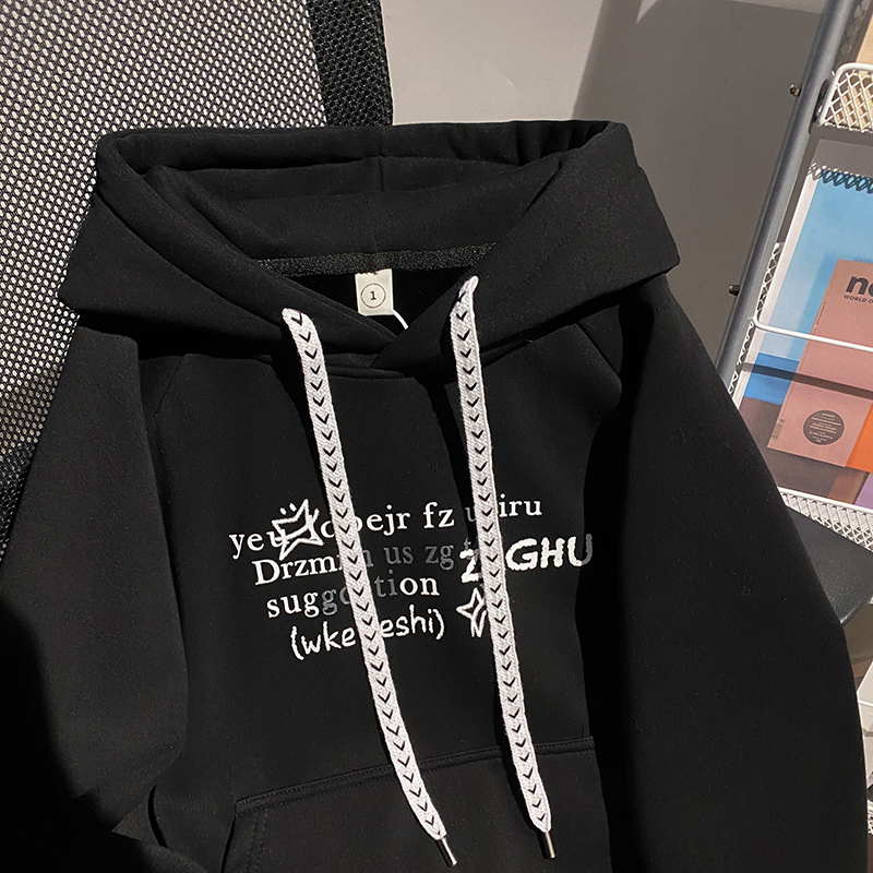 Hooded thermal tops loose autumn and winter hoodie