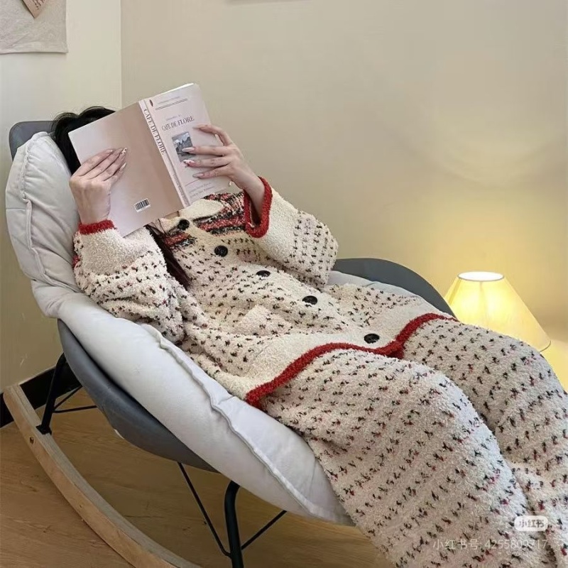 Fashion thick cardigan autumn and winter pajamas for women