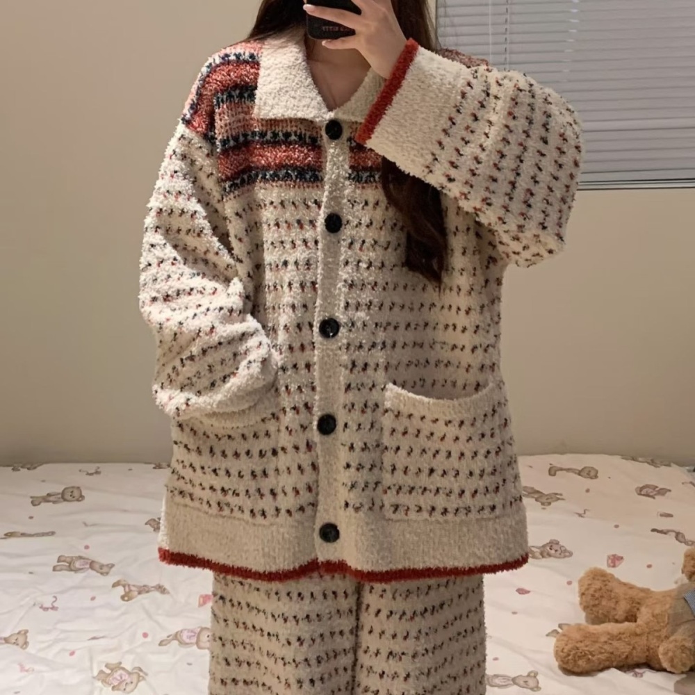 Fashion thick cardigan autumn and winter pajamas for women