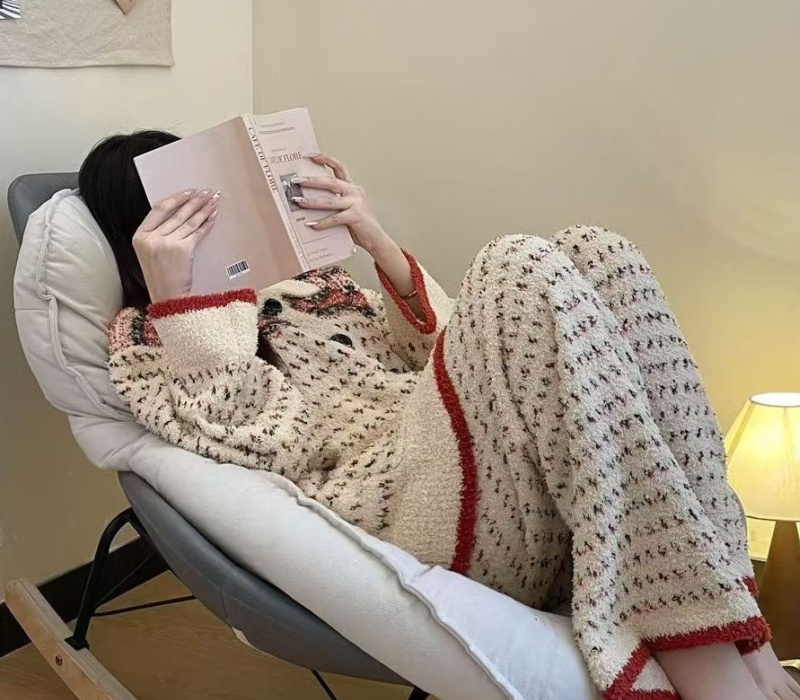 Fashion thick cardigan autumn and winter pajamas for women