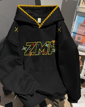 Thermal embroidery couples hoodie hooded plus velvet tops