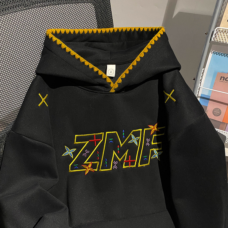 Thermal embroidery couples hoodie hooded plus velvet tops