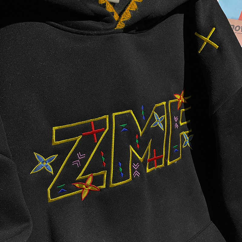 Thermal embroidery couples hoodie hooded plus velvet tops