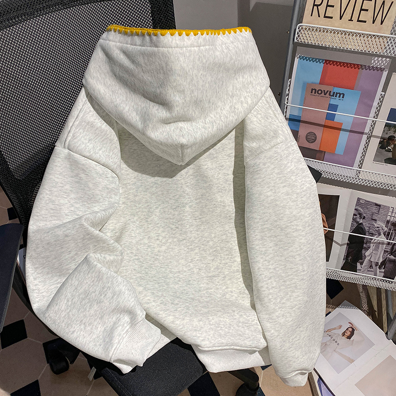 Thermal embroidery couples hoodie hooded plus velvet tops