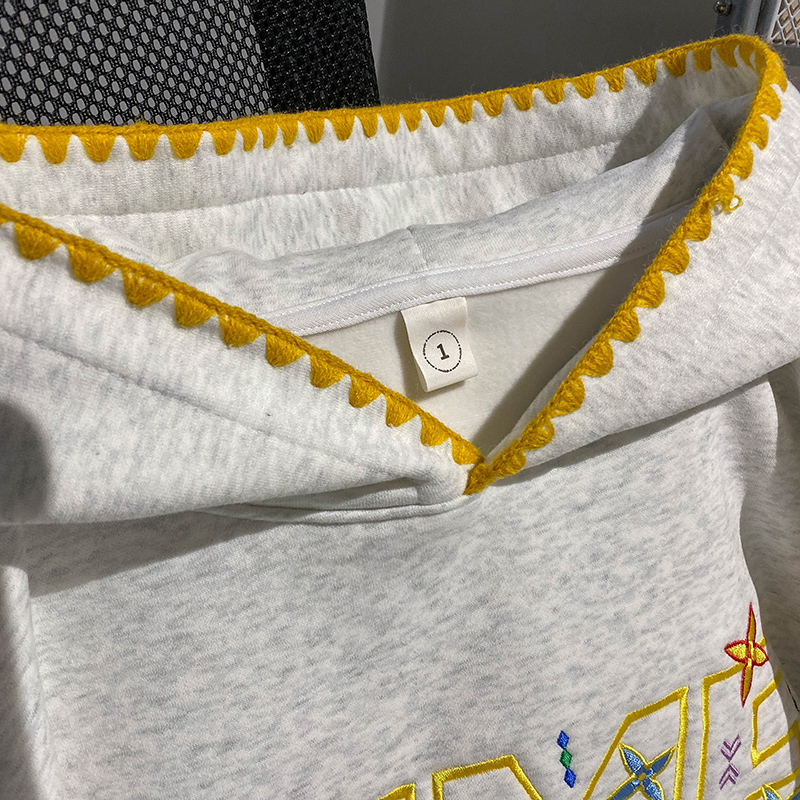 Thermal embroidery couples hoodie hooded plus velvet tops