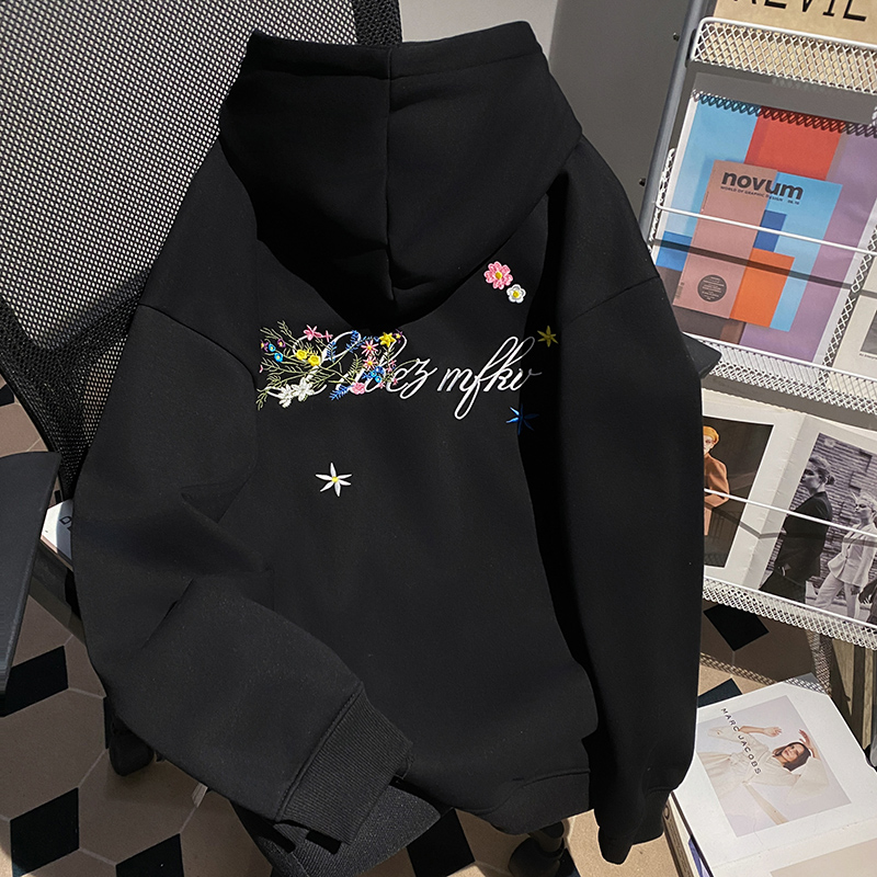 Korean style plus velvet tops large yard hoodie for women