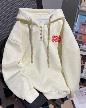 Complex hooded hoodie color point thermal tops for women