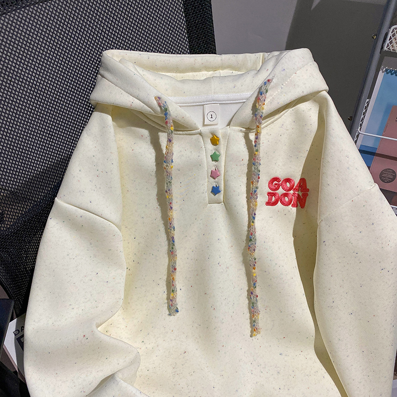 Complex hooded hoodie color point thermal tops for women