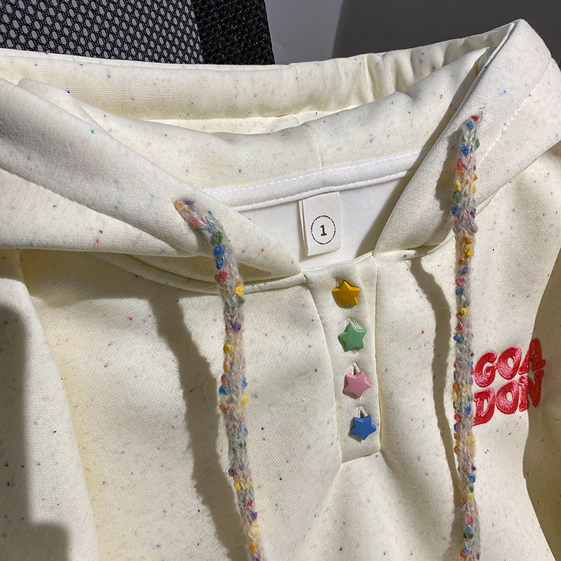 Complex hooded hoodie color point thermal tops for women