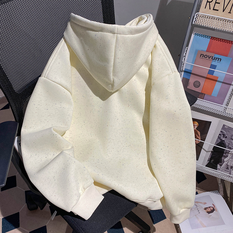 Complex hooded hoodie color point thermal tops for women