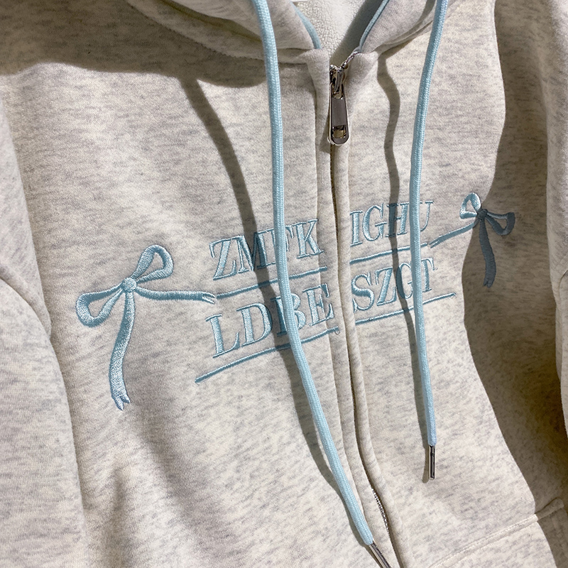 Plus velvet zip tops loose hooded coat for women