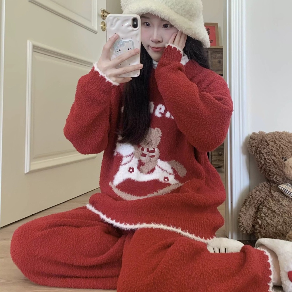 Thick wears outside cartoon lazy loose cubs pullover pajamas