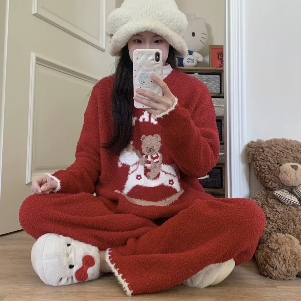 Thick wears outside cartoon lazy loose cubs pullover pajamas